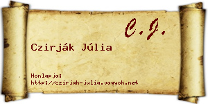 Czirják Júlia névjegykártya